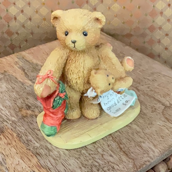 Cherished Teddies Jacob, Christmas Figurine, w Stocking, teddy bear & list - Picture 1 of 6